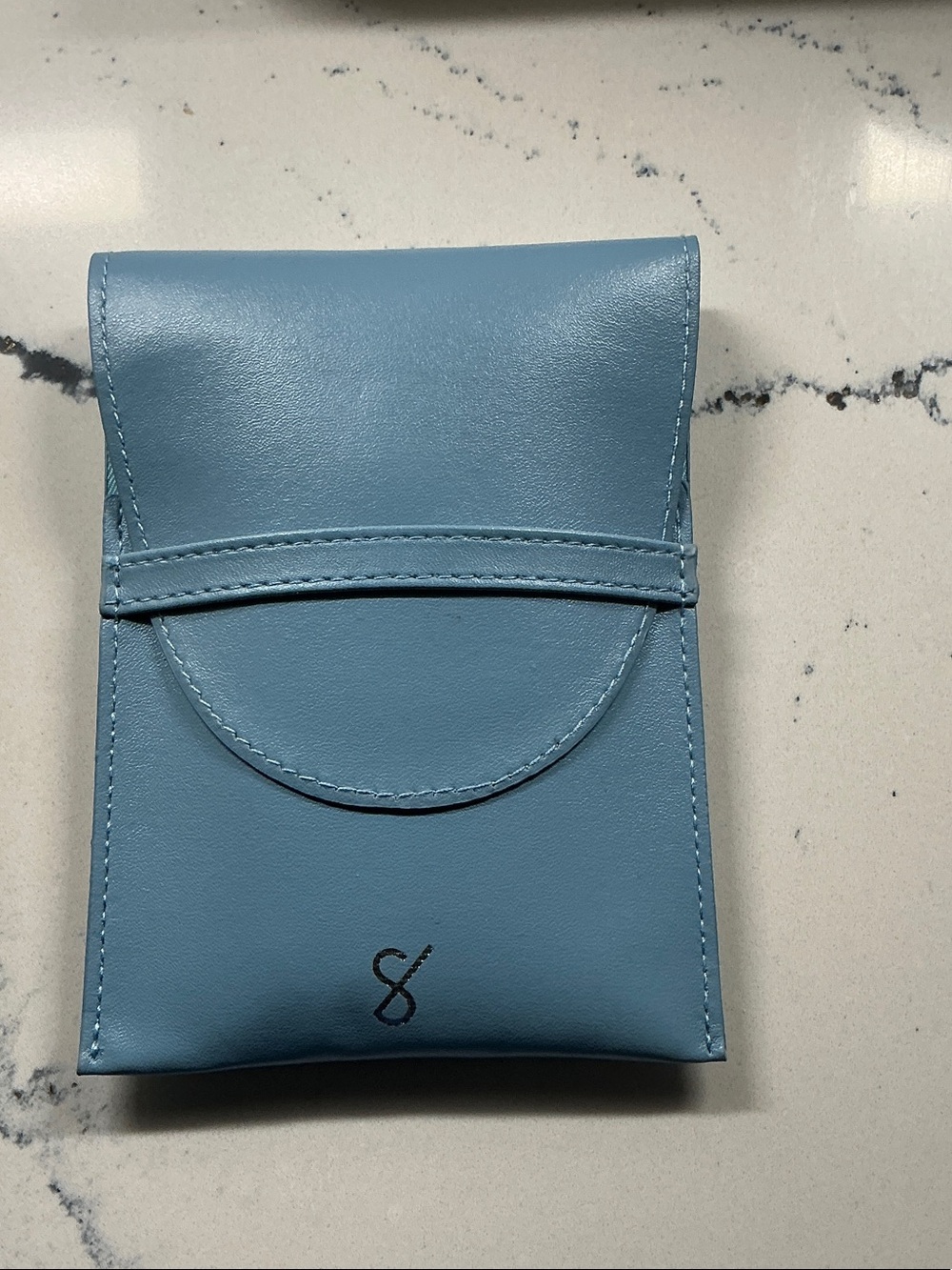 Stila Light Blue Faux Leather Brush Pouch